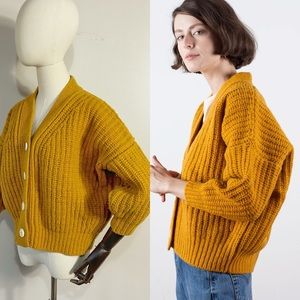 babaa no. 19 mini cardigan in ochre yellow
